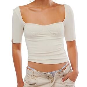 Intimately Free People Just Looking Top Seamed Bust Square Neck Size S NWOT